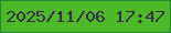 文字の大きさ：5、枠の色：248338、背景の色：4db927、文字の色：3a2a4a 無料ブログパーツのブログ時計