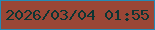 文字の大きさ：4、枠の色：248ab5、背景の色：9a4636、文字の色：0c3533 無料ブログパーツのブログ時計