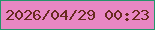 文字の大きさ：4、枠の色：24956b、背景の色：e887c3、文字の色：692a1f 無料ブログパーツのブログ時計