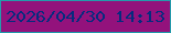 文字の大きさ：1、枠の色：249aab、背景の色：93127c、文字の色：062b7e 無料ブログパーツのブログ時計