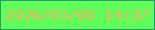 文字の大きさ：1、枠の色：249b6c、背景の色：60fe5b、文字の色：fab160 無料ブログパーツのブログ時計
