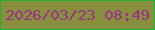 文字の大きさ：4、枠の色：24af35、背景の色：88903e、文字の色：9b3187 無料ブログパーツのブログ時計
