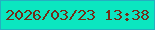 文字の大きさ：2、枠の色：24afc0、背景の色：0be6c0、文字の色：722d18 無料ブログパーツのブログ時計
