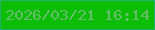 文字の大きさ：1、枠の色：24b16c、背景の色：0cbd06、文字の色：66bd6a 無料ブログパーツのブログ時計