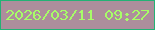 文字の大きさ：4、枠の色：24b275、背景の色：ad8e9c、文字の色：a7fd68 無料ブログパーツのブログ時計