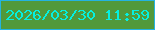 文字の大きさ：3、枠の色：24b3e1、背景の色：51993b、文字の色：05f0e0 無料ブログパーツのブログ時計