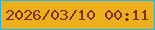 文字の大きさ：4、枠の色：24b5f0、背景の色：eeaf1d、文字の色：812e1a 無料ブログパーツのブログ時計