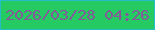 文字の大きさ：5、枠の色：24bcc8、背景の色：25cb62、文字の色：845a9a 無料ブログパーツのブログ時計