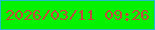 文字の大きさ：1、枠の色：24bcca、背景の色：04f100、文字の色：c04b3d 無料ブログパーツのブログ時計