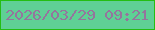 文字の大きさ：4、枠の色：24be13、背景の色：5fd095、文字の色：95759d 無料ブログパーツのブログ時計