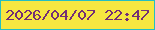 文字の大きさ：5、枠の色：24bec2、背景の色：f6e740、文字の色：732e75 無料ブログパーツのブログ時計