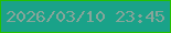 文字の大きさ：2、枠の色：24c001、背景の色：1aa289、文字の色：86a59a 無料ブログパーツのブログ時計