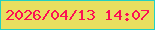 文字の大きさ：4、枠の色：24d0c1、背景の色：e9df5f、文字の色：fc1054 無料ブログパーツのブログ時計