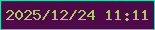 文字の大きさ：3、枠の色：24dcb2、背景の色：4f0949、文字の色：a7ce5c 無料ブログパーツのブログ時計