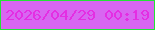 文字の大きさ：2、枠の色：24e337、背景の色：d866f1、文字の色：e42ee3 無料ブログパーツのブログ時計
