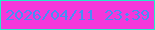 文字の大きさ：5、枠の色：24ebc8、背景の色：f438db、文字の色：478ef5 無料ブログパーツのブログ時計