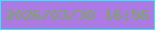 文字の大きさ：4、枠の色：24edfc、背景の色：ac7ae2、文字の色：70af53 無料ブログパーツのブログ時計
