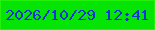 文字の大きさ：4、枠の色：24f00a、背景の色：04e405、文字の色：1235d3 無料ブログパーツのブログ時計