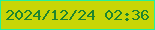 文字の大きさ：3、枠の色：24f19b、背景の色：c7d607、文字の色：1e852e 無料ブログパーツのブログ時計