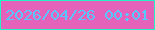 文字の大きさ：1、枠の色：24f4c5、背景の色：e462ba、文字の色：56c8fe 無料ブログパーツのブログ時計