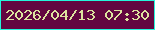 文字の大きさ：5、枠の色：24f5da、背景の色：620740、文字の色：dce49e 無料ブログパーツのブログ時計