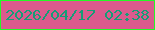 文字の大きさ：2、枠の色：24f926、背景の色：db5a8d、文字の色：159d77 無料ブログパーツのブログ時計