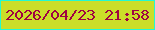 文字の大きさ：1、枠の色：24f9d1、背景の色：cbde29、文字の色：9f0242 無料ブログパーツのブログ時計