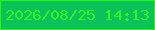 文字の大きさ：3、枠の色：24fb01、背景の色：0bc25a、文字の色：34f323 無料ブログパーツのブログ時計