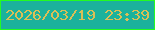 文字の大きさ：5、枠の色：24fb21、背景の色：1bb29c、文字の色：dbbf56 無料ブログパーツのブログ時計