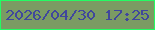 文字の大きさ：4、枠の色：24fb63、背景の色：7b9b63、文字の色：40479c 無料ブログパーツのブログ時計