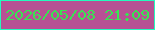文字の大きさ：5、枠の色：24fbbd、背景の色：b75194、文字の色：38e452 無料ブログパーツのブログ時計