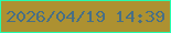 文字の大きさ：2、枠の色：24fcaf、背景の色：ad9131、文字の色：486f85 無料ブログパーツのブログ時計