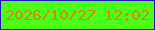 文字の大きさ：3、枠の色：2514be、背景の色：4afe1a、文字の色：c89102 無料ブログパーツのブログ時計