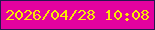 文字の大きさ：4、枠の色：25174e、背景の色：e3029f、文字の色：f9e804 無料ブログパーツのブログ時計
