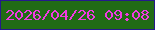 文字の大きさ：5、枠の色：25198b、背景の色：216b15、文字の色：f23be3 無料ブログパーツのブログ時計