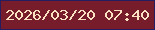 文字の大きさ：5、枠の色：251d60、背景の色：771c2b、文字の色：fbe0c1 無料ブログパーツのブログ時計
