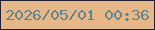 文字の大きさ：2、枠の色：252031、背景の色：e6b788、文字の色：658489 無料ブログパーツのブログ時計