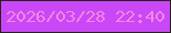 文字の大きさ：2、枠の色：25221b、背景の色：ca47f7、文字の色：f286e5 無料ブログパーツのブログ時計
