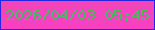文字の大きさ：3、枠の色：2525e4、背景の色：f542be、文字の色：45bd5a 無料ブログパーツのブログ時計