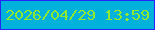 文字の大きさ：5、枠の色：2525fb、背景の色：00b2db、文字の色：8de832 無料ブログパーツのブログ時計