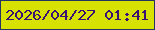 文字の大きさ：4、枠の色：253362、背景の色：d8e202、文字の色：381372 無料ブログパーツのブログ時計