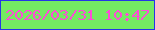 文字の大きさ：5、枠の色：2535e7、背景の色：74ea63、文字の色：fe4bd7 無料ブログパーツのブログ時計