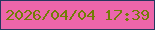 文字の大きさ：1、枠の色：25375f、背景の色：ec66aa、文字の色：727d06 無料ブログパーツのブログ時計