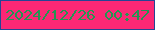 文字の大きさ：5、枠の色：254595、背景の色：fc2875、文字の色：259552 無料ブログパーツのブログ時計