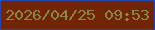 文字の大きさ：4、枠の色：2545b1、背景の色：722504、文字の色：89874a 無料ブログパーツのブログ時計