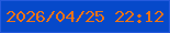 文字の大きさ：1、枠の色：255bdd、背景の色：0649ca、文字の色：ea7317 無料ブログパーツのブログ時計