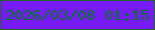 文字の大きさ：4、枠の色：256329、背景の色：771bf5、文字の色：027529 無料ブログパーツのブログ時計