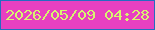 文字の大きさ：5、枠の色：256cc1、背景の色：e840c1、文字の色：d7f570 無料ブログパーツのブログ時計
