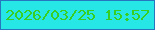 文字の大きさ：1、枠の色：2576be、背景の色：26e7e6、文字の色：37cf22 無料ブログパーツのブログ時計