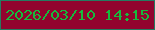 文字の大きさ：3、枠の色：257b60、背景の色：92042e、文字の色：15bb3c 無料ブログパーツのブログ時計